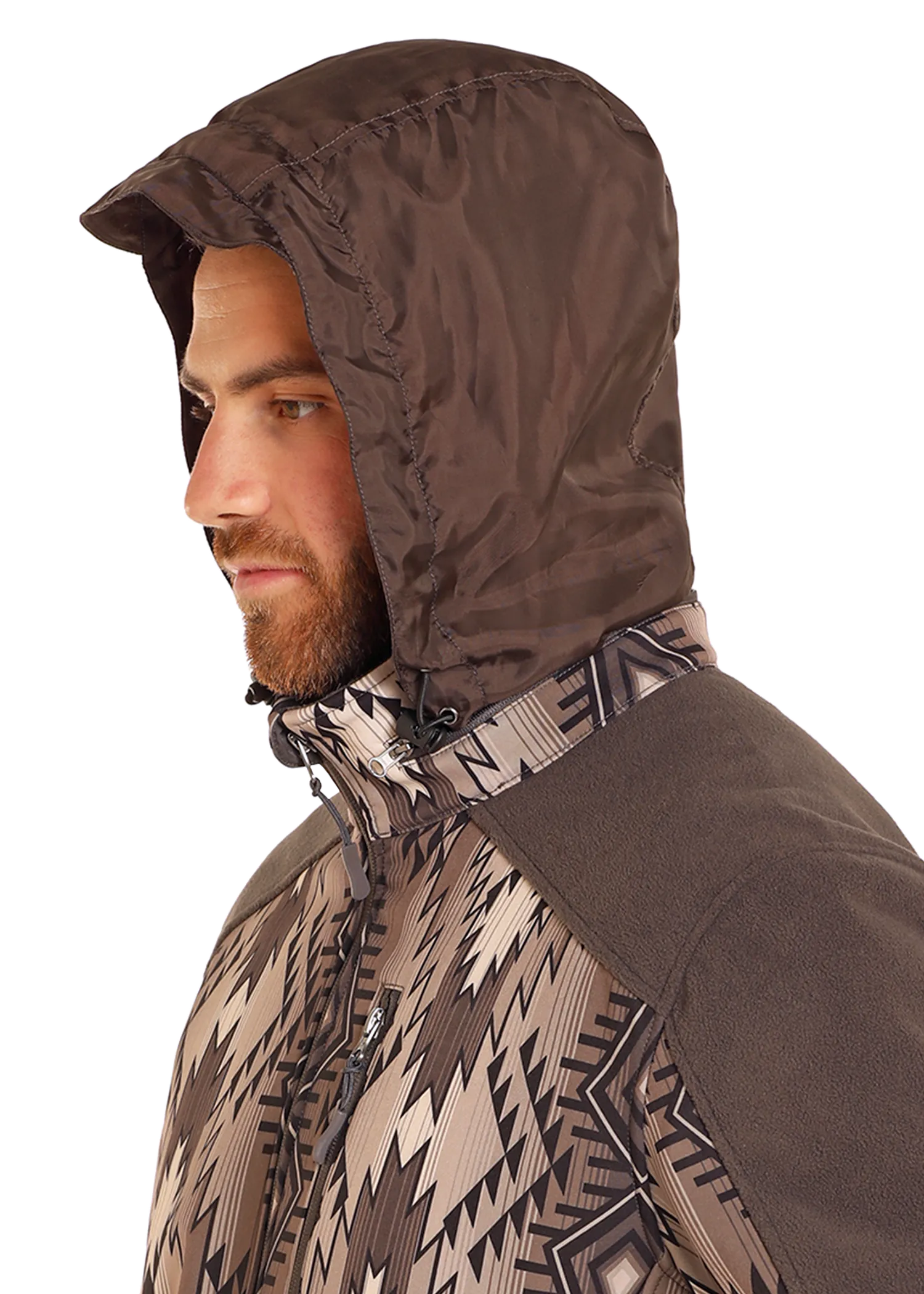 Brown Aztec Printed Softshell Jacket