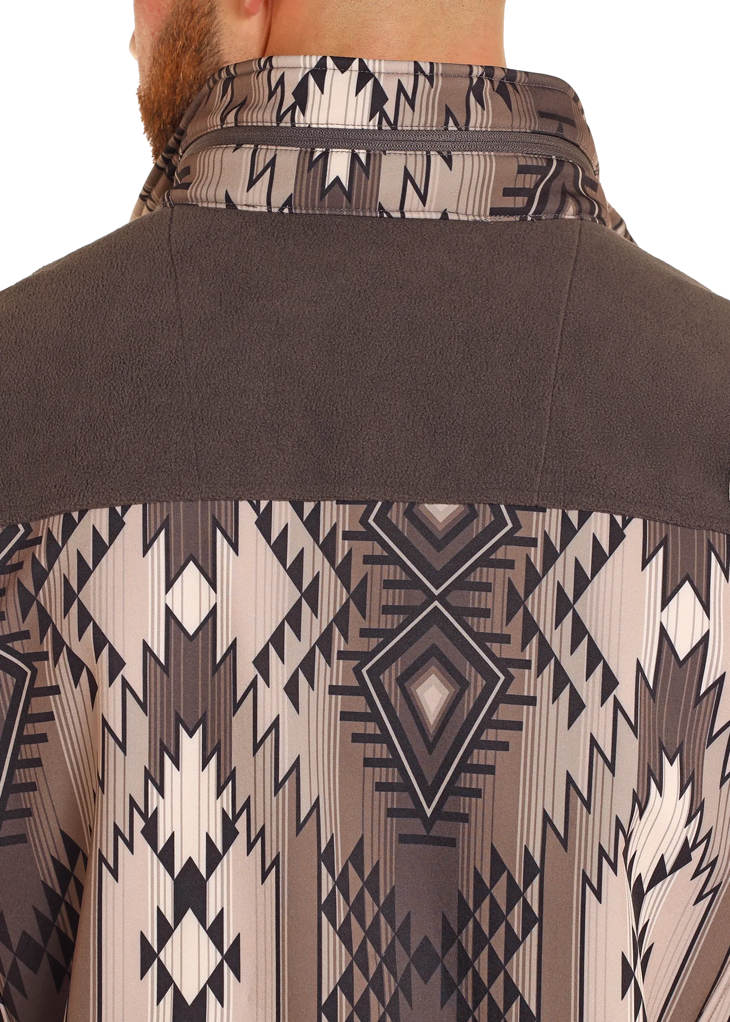Brown Aztec Printed Softshell Jacket