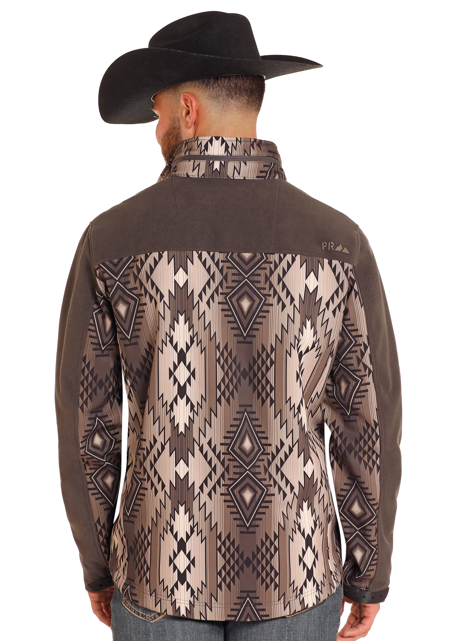 Brown Aztec Printed Softshell Jacket