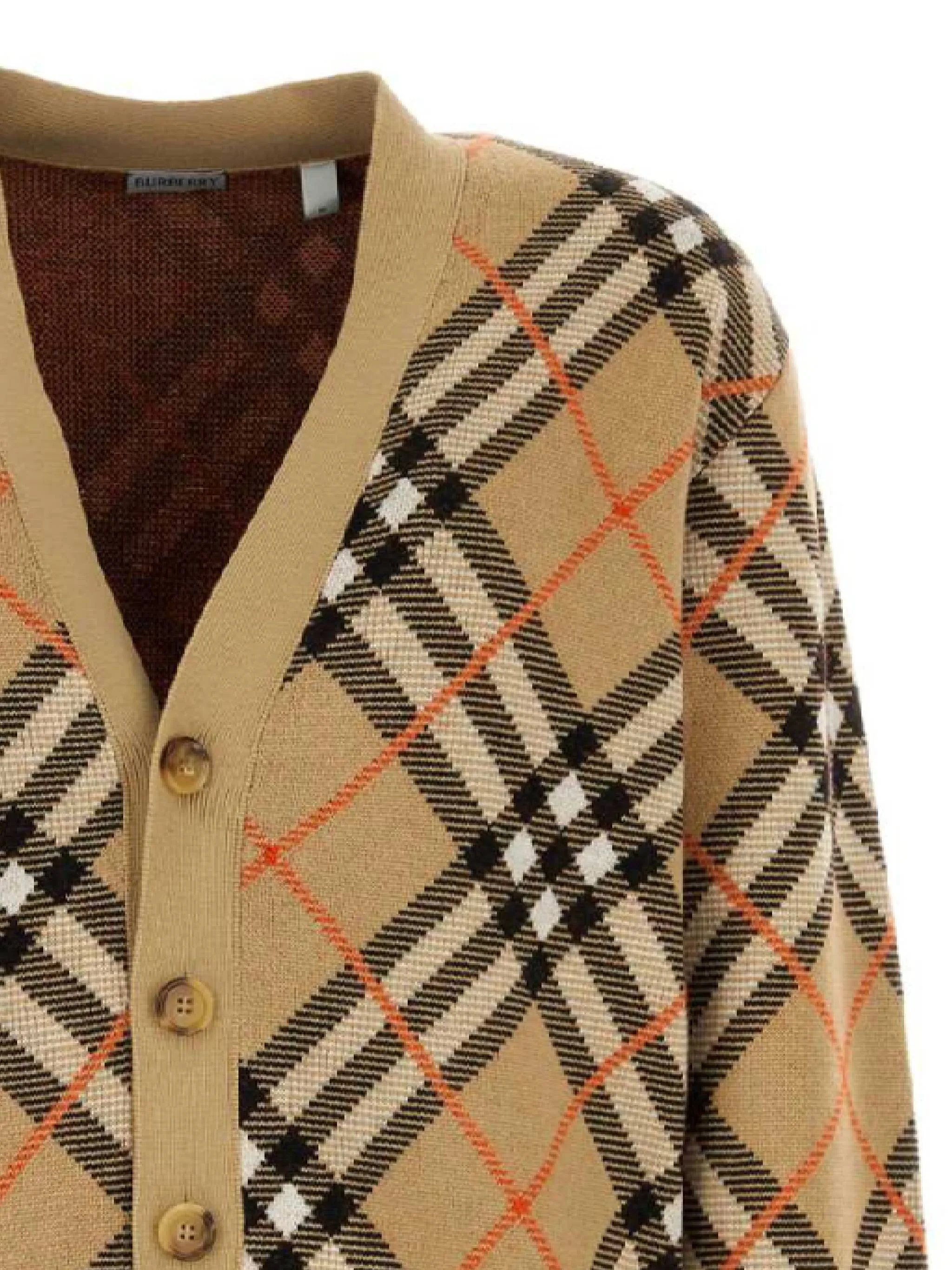 Burberry beige ull vintage check tröja