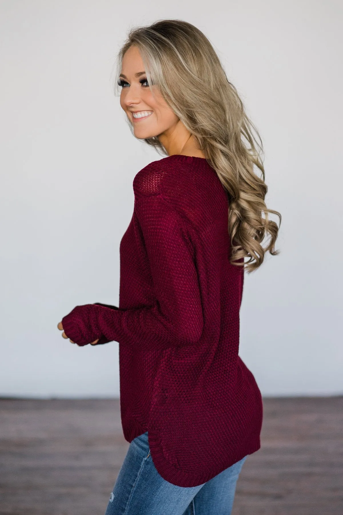 Burgundy Knit Sweater