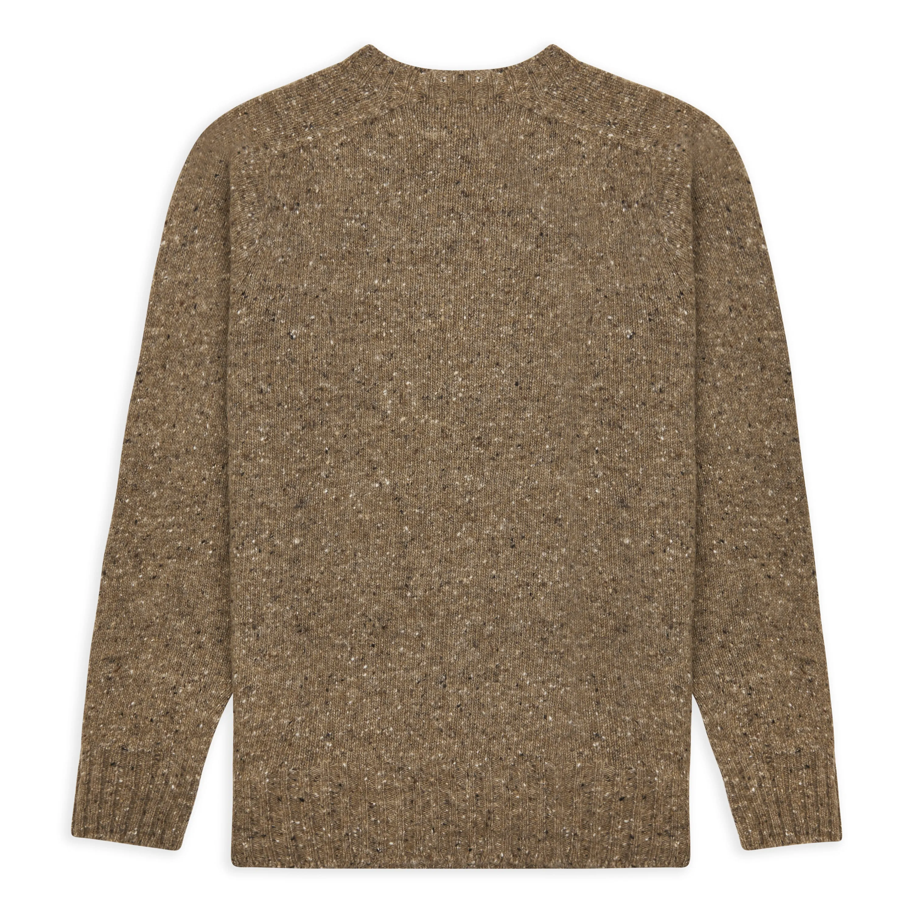 Burrows & Hare Merino Donegal Crew Neck Jumper - Light Brown