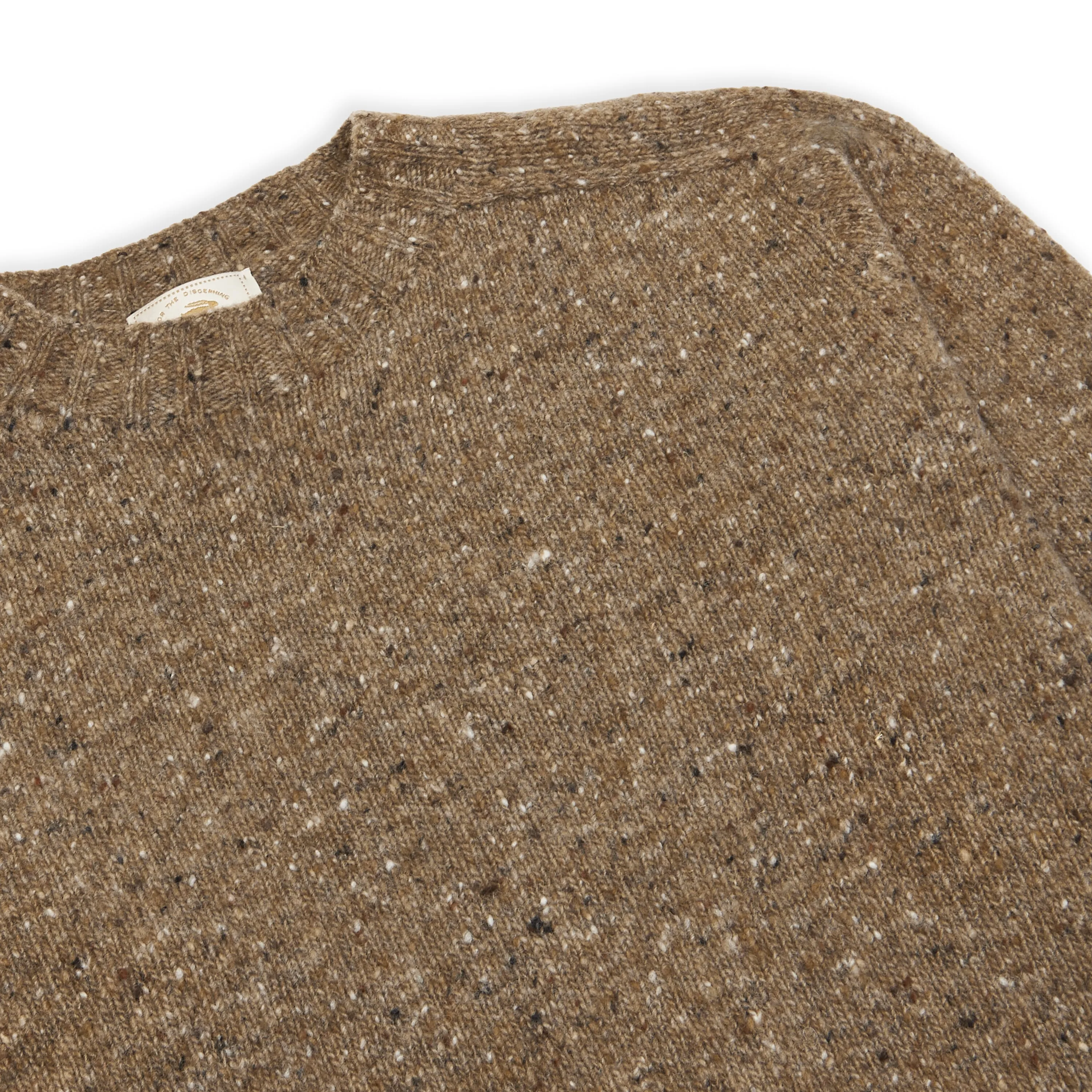 Burrows & Hare Merino Donegal Crew Neck Jumper - Light Brown