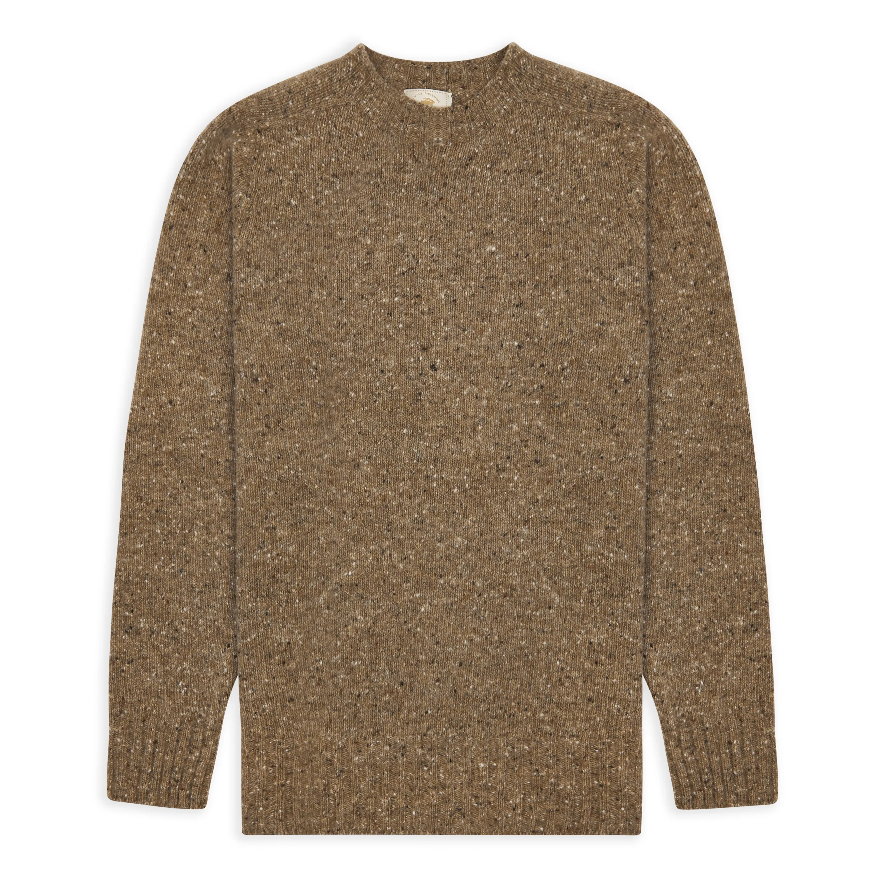 Burrows & Hare Merino Donegal Crew Neck Jumper - Light Brown