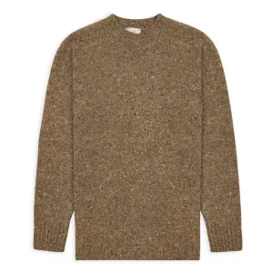 Burrows & Hare Merino Donegal Crew Neck Jumper - Light Brown
