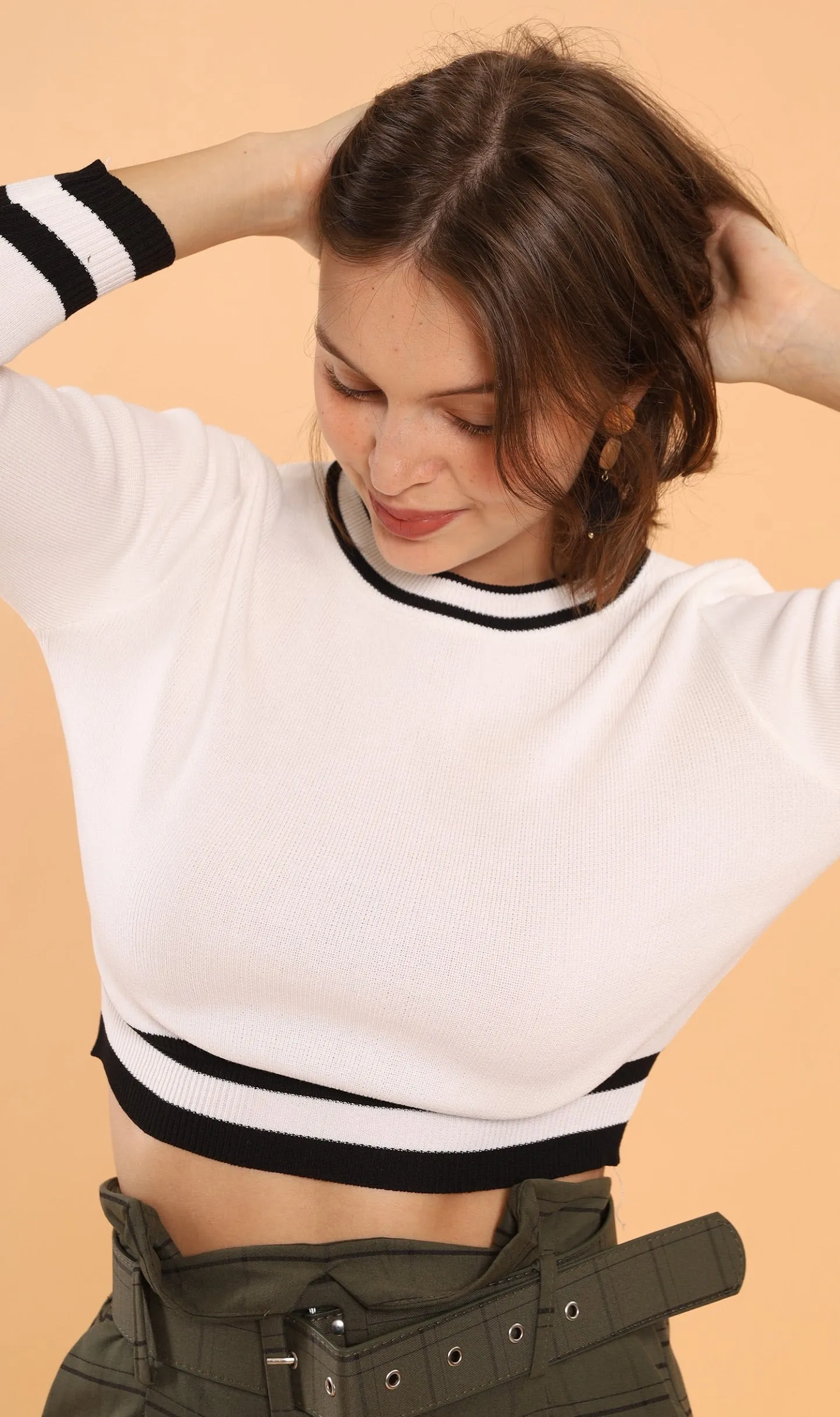 CAMILA Cropped Knit Sweater (White)