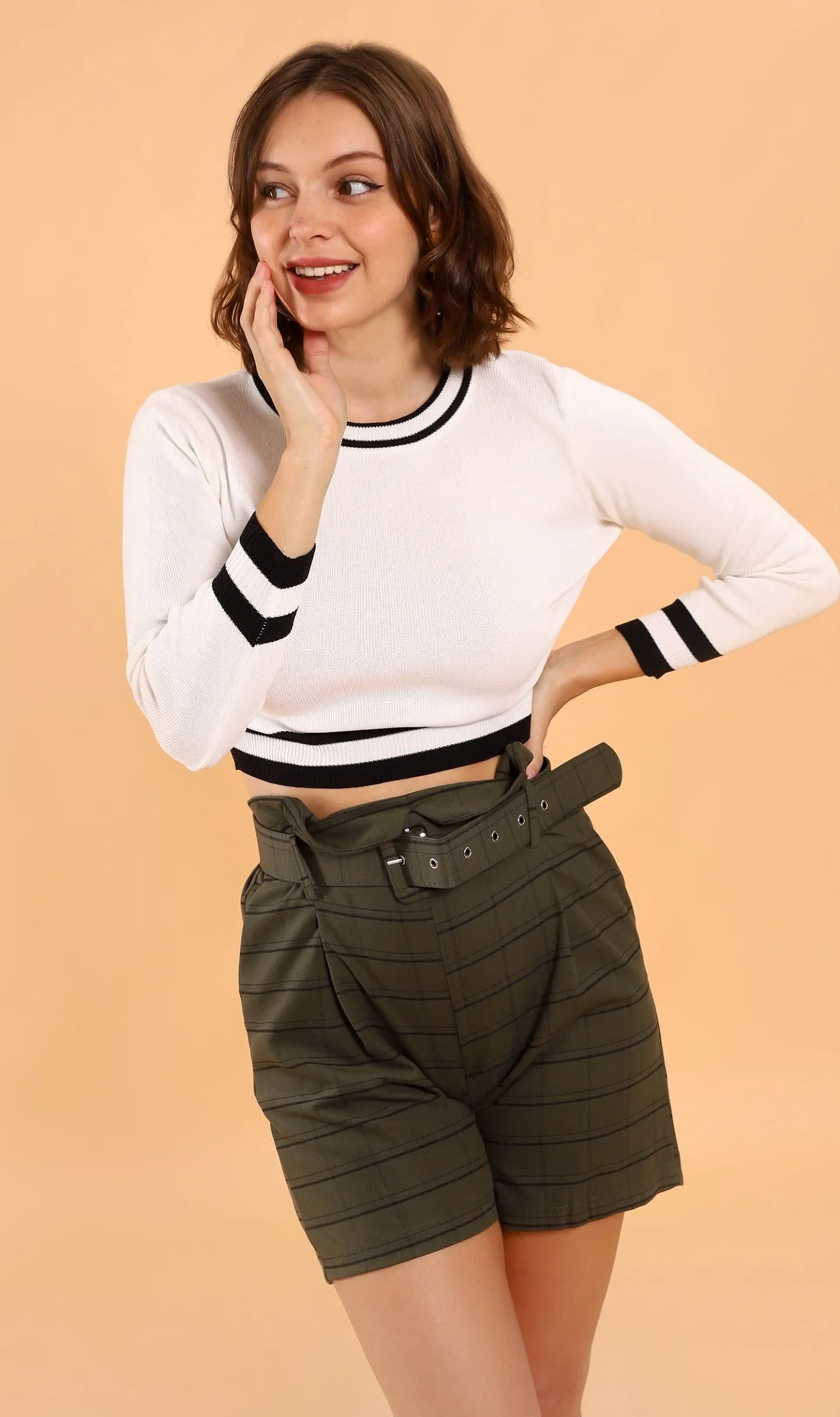 CAMILA Cropped Knit Sweater (White)