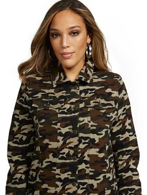 Camo-Print Long-Line Jacket