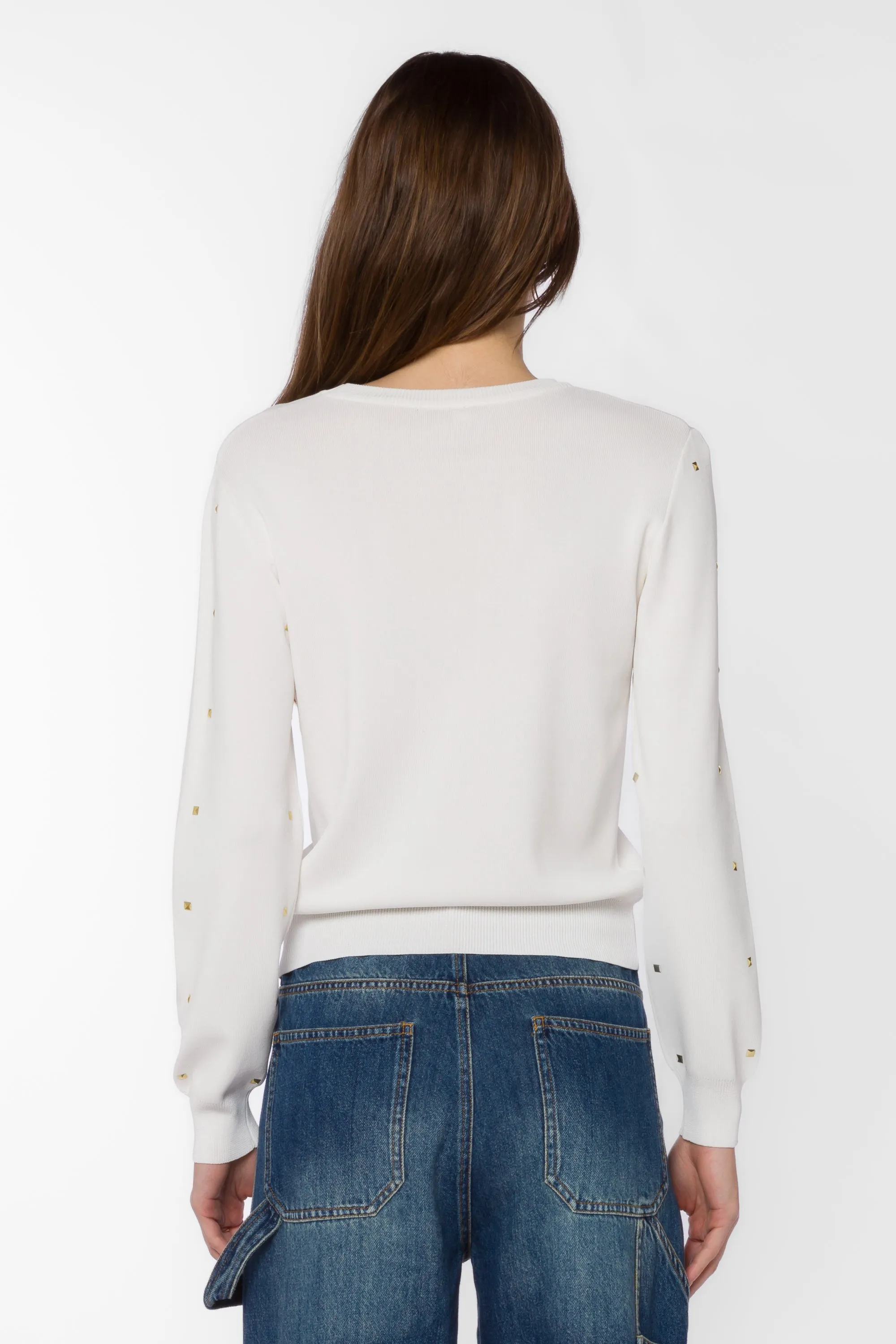Candie White Gold Studs Sweater