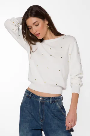 Candie White Gold Studs Sweater