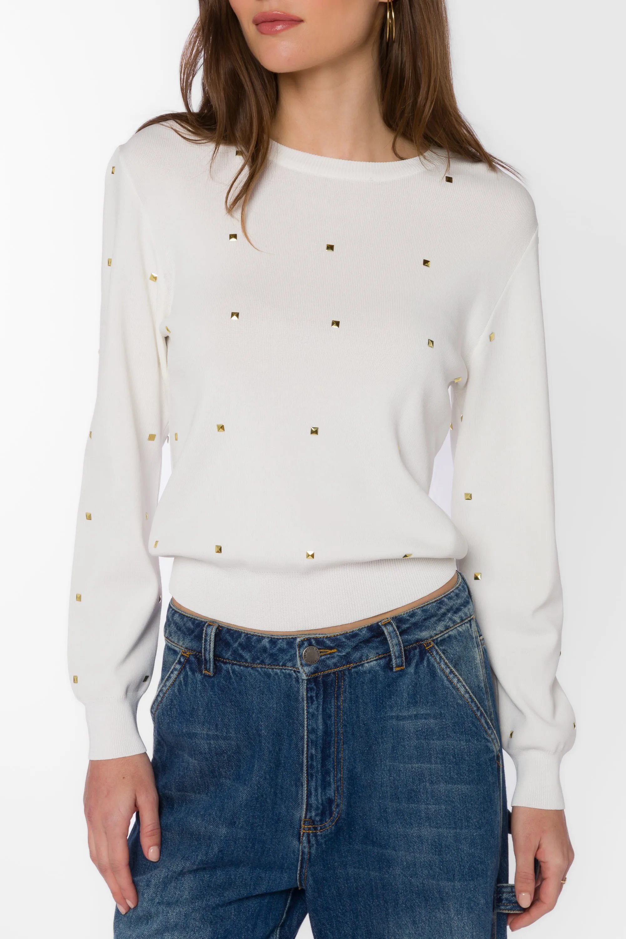 Candie White Gold Studs Sweater