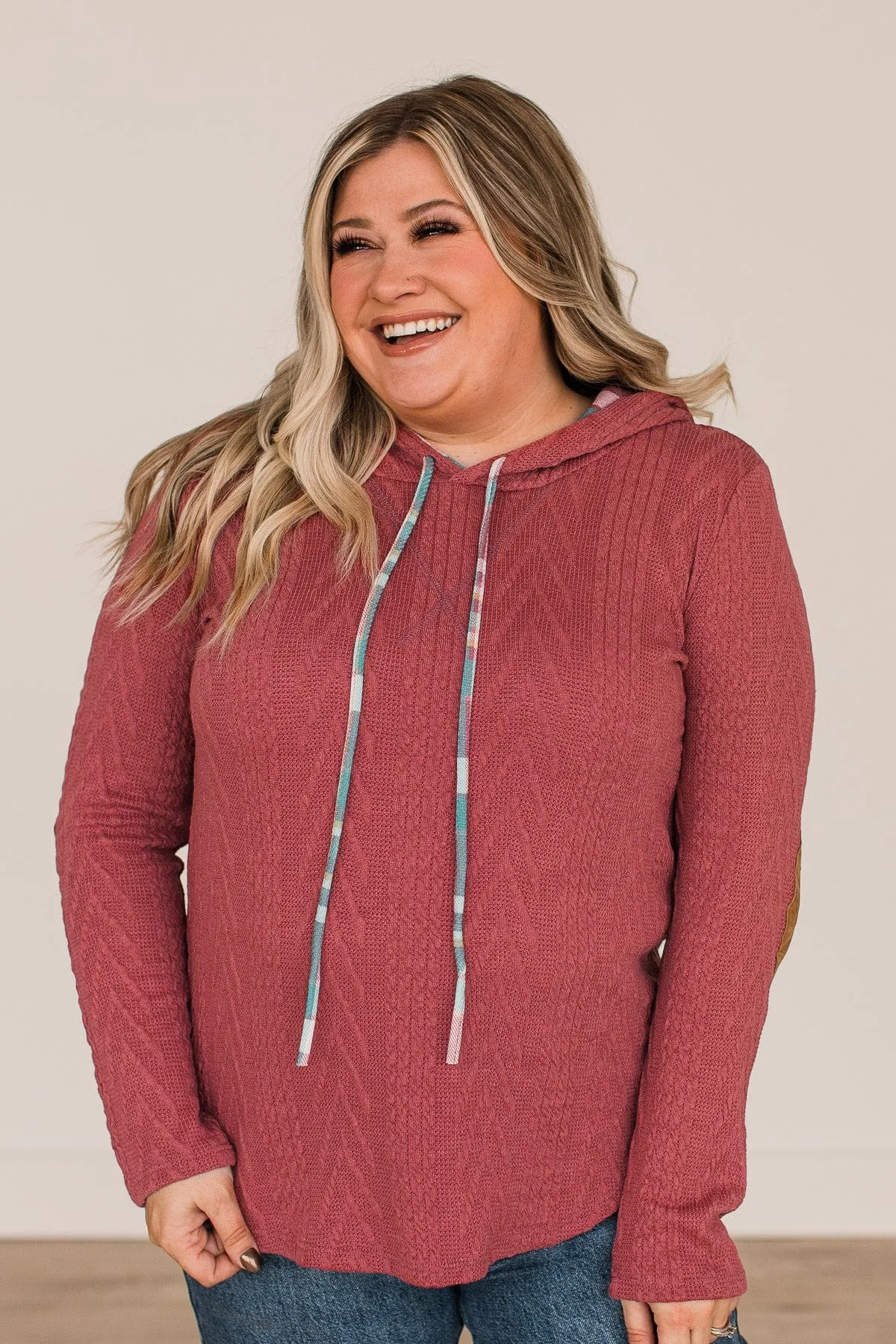 Can't Resist Hooded Knit Top- Berry