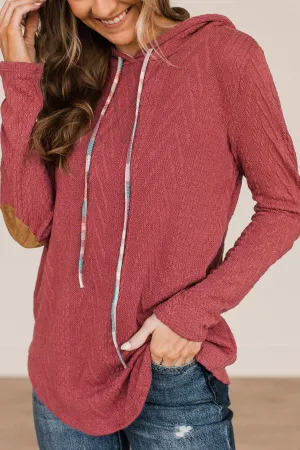 Can't Resist Hooded Knit Top- Berry