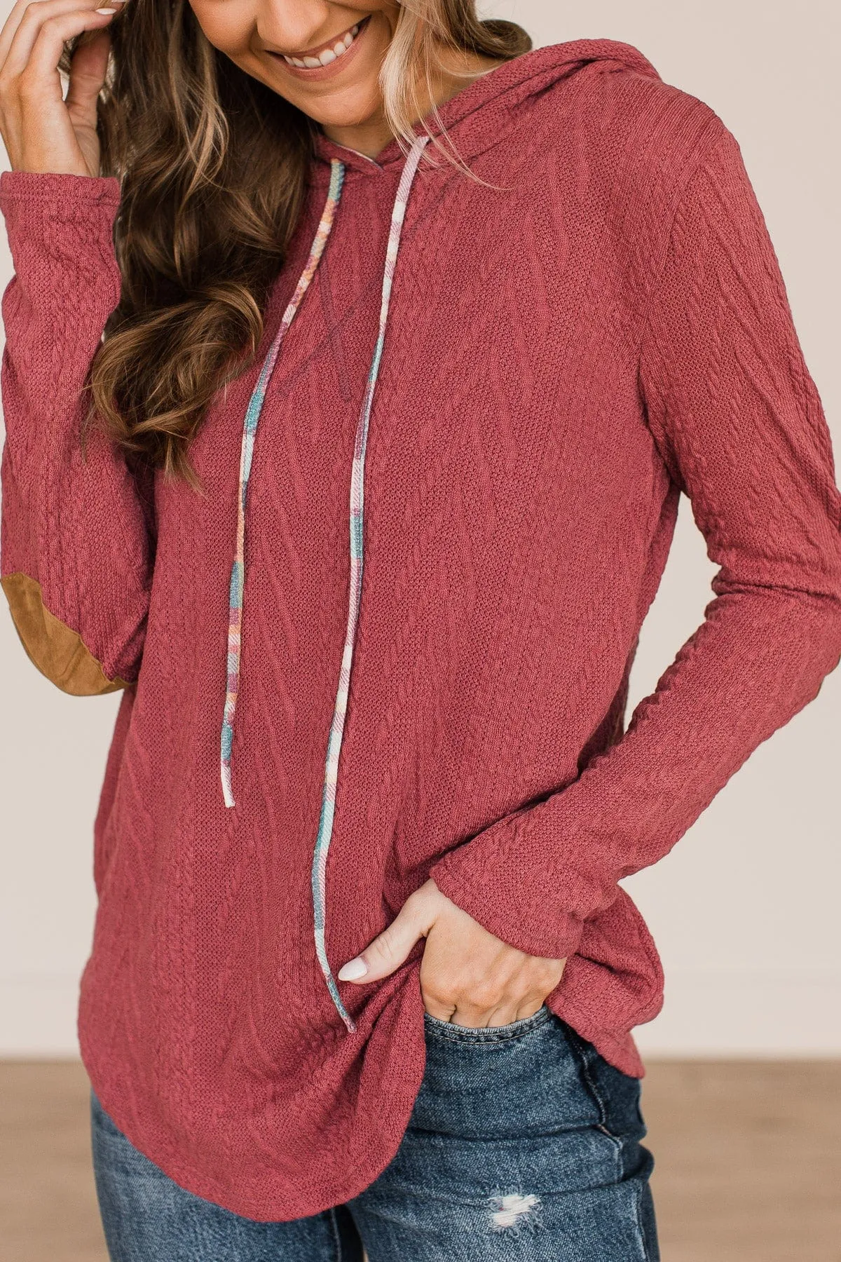 Can't Resist Hooded Knit Top- Berry