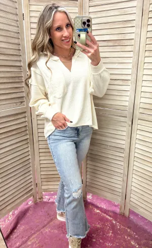 Can't Talk Right Now Curvy Longsleeve Knit Top