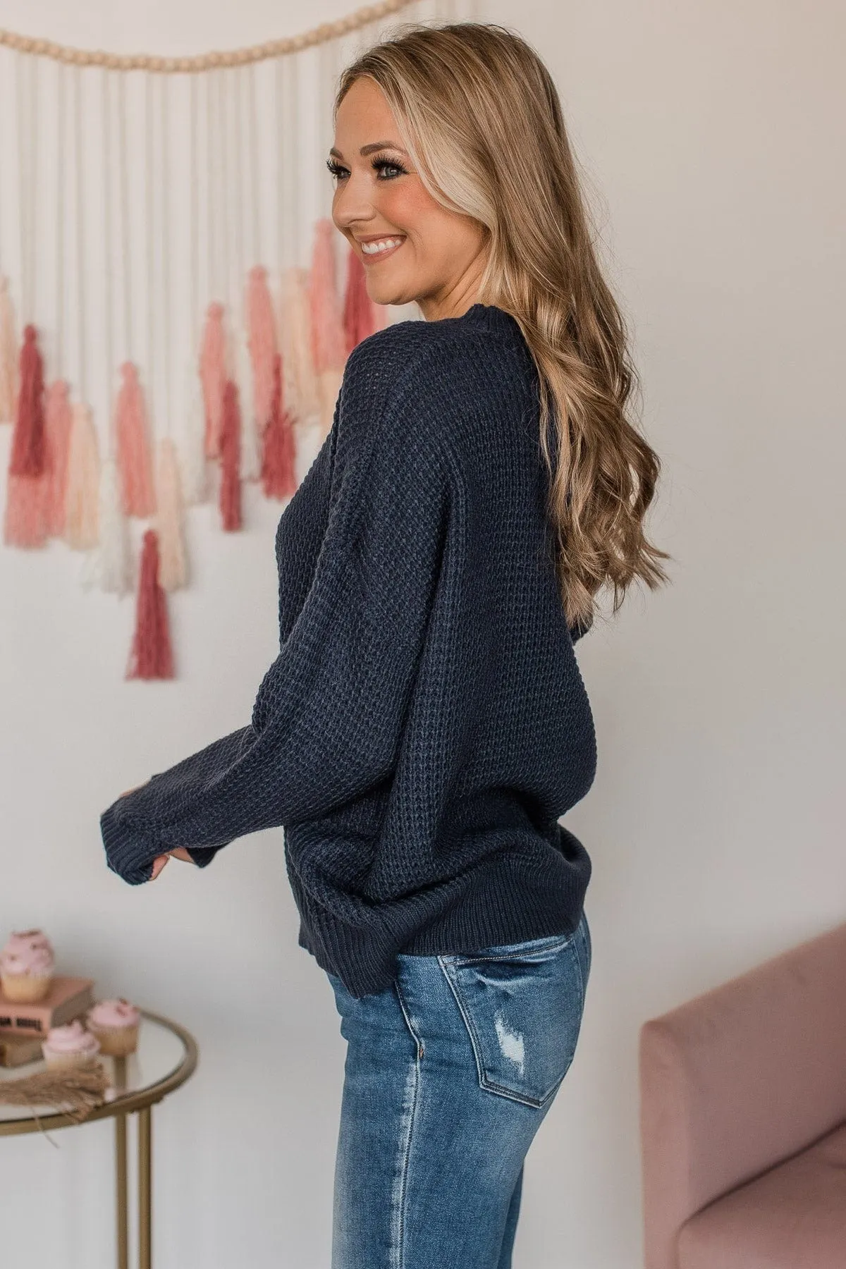 Captivating In Color Knit Sweater- Navy