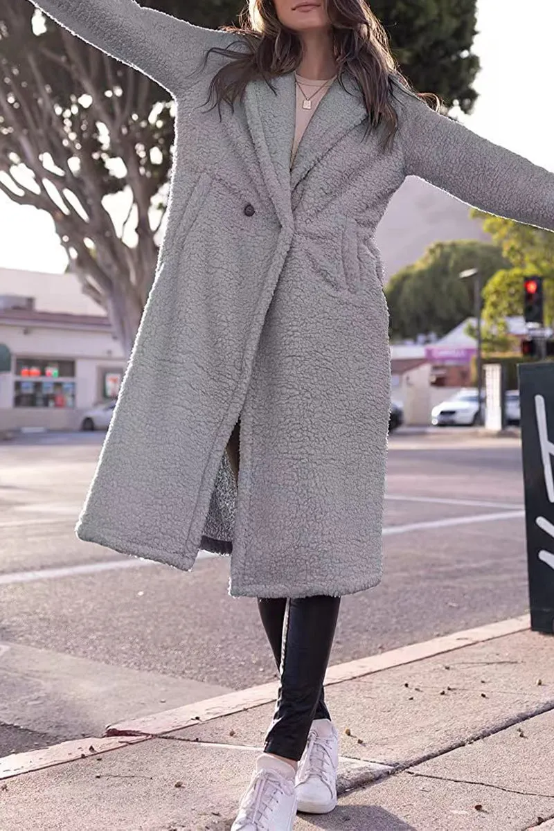 Casual Solid Buttons Hooded Collar Outerwear