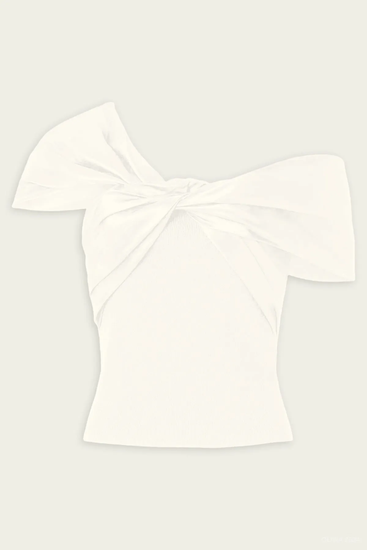Celiana Knit Combo Top in Ivory