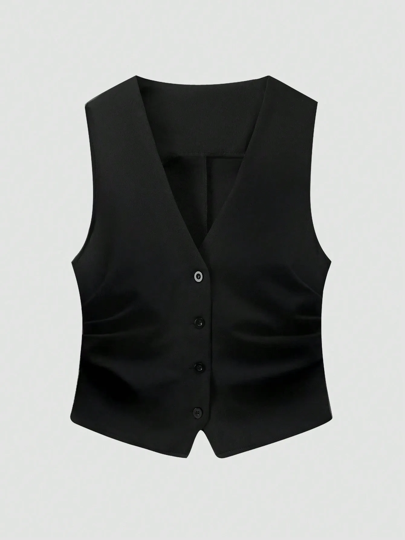 Chaleco De Traje De Negocios Plisado Para Mujeres