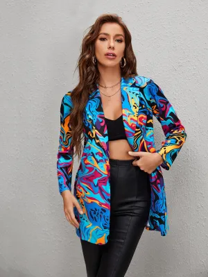 Cherry Vibes Blazer con estampado de dibujo en