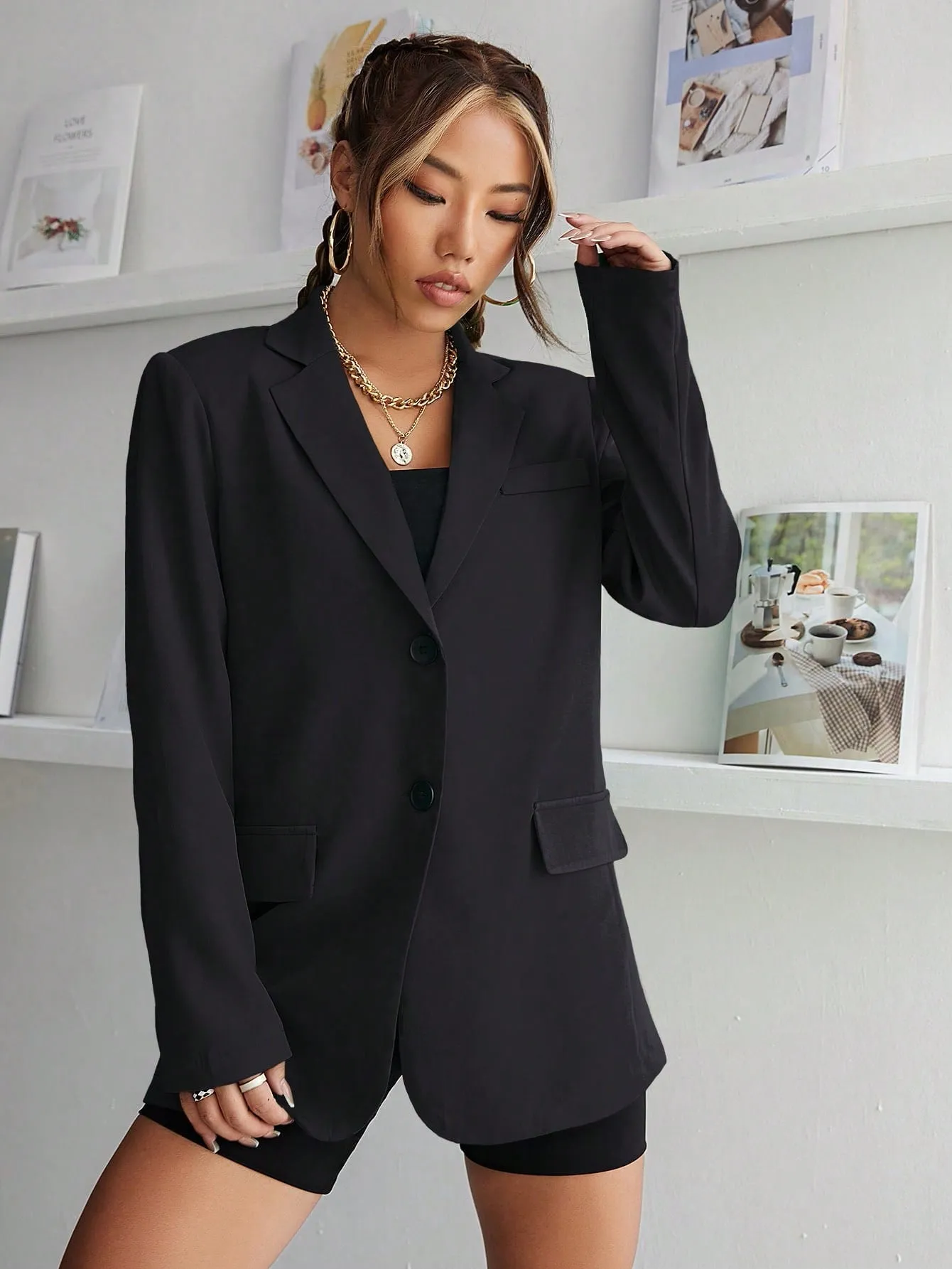 Cherry Vibes: Blazer de Cuello con Solapa para Mujer