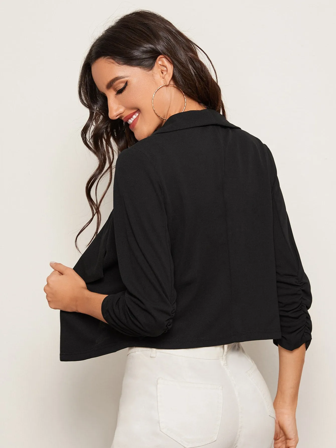 Cherry Vibes Blazer Unicolor de Cuello Esmoquin en