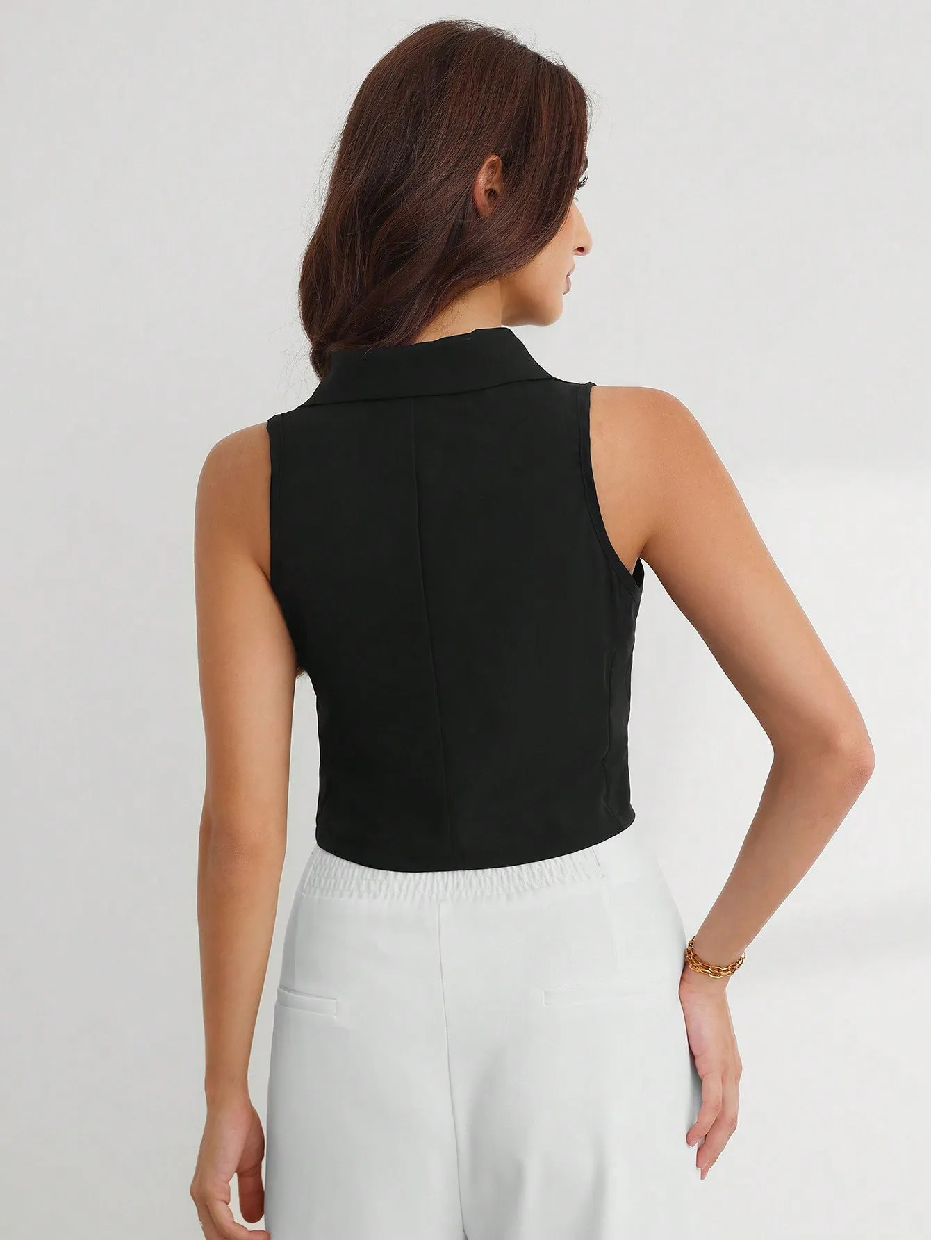 Cherry Vibes Chaleco de Cuello con Solapa para Mujer
