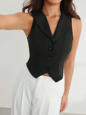 Cherry Vibes Chaleco de Cuello con Solapa para Mujer