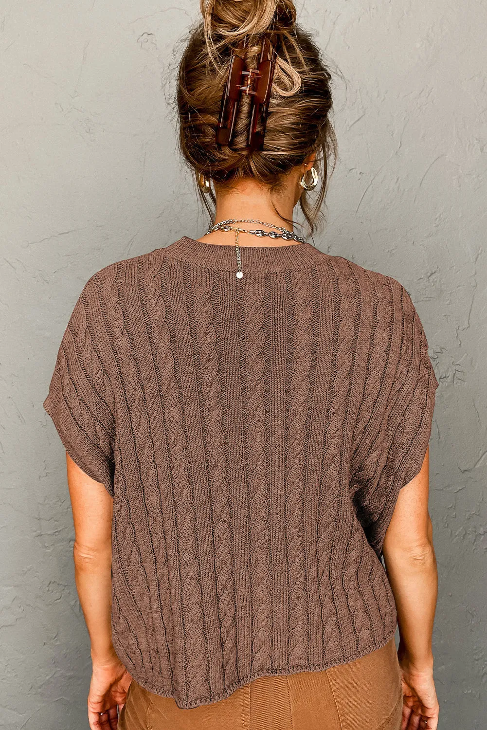 Chestnut Clever Moment Cable Knit Top