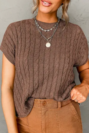 Chestnut Clever Moment Cable Knit Top