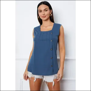 Chic Square Neck Button Tank Top