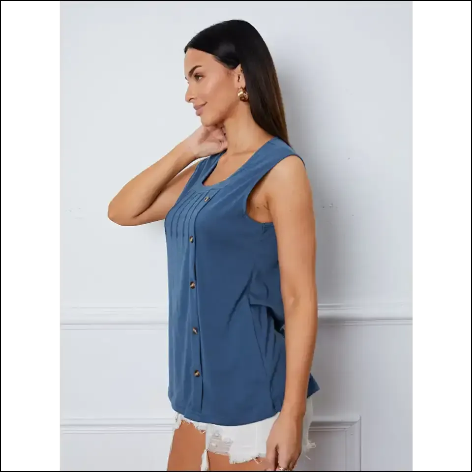 Chic Square Neck Button Tank Top