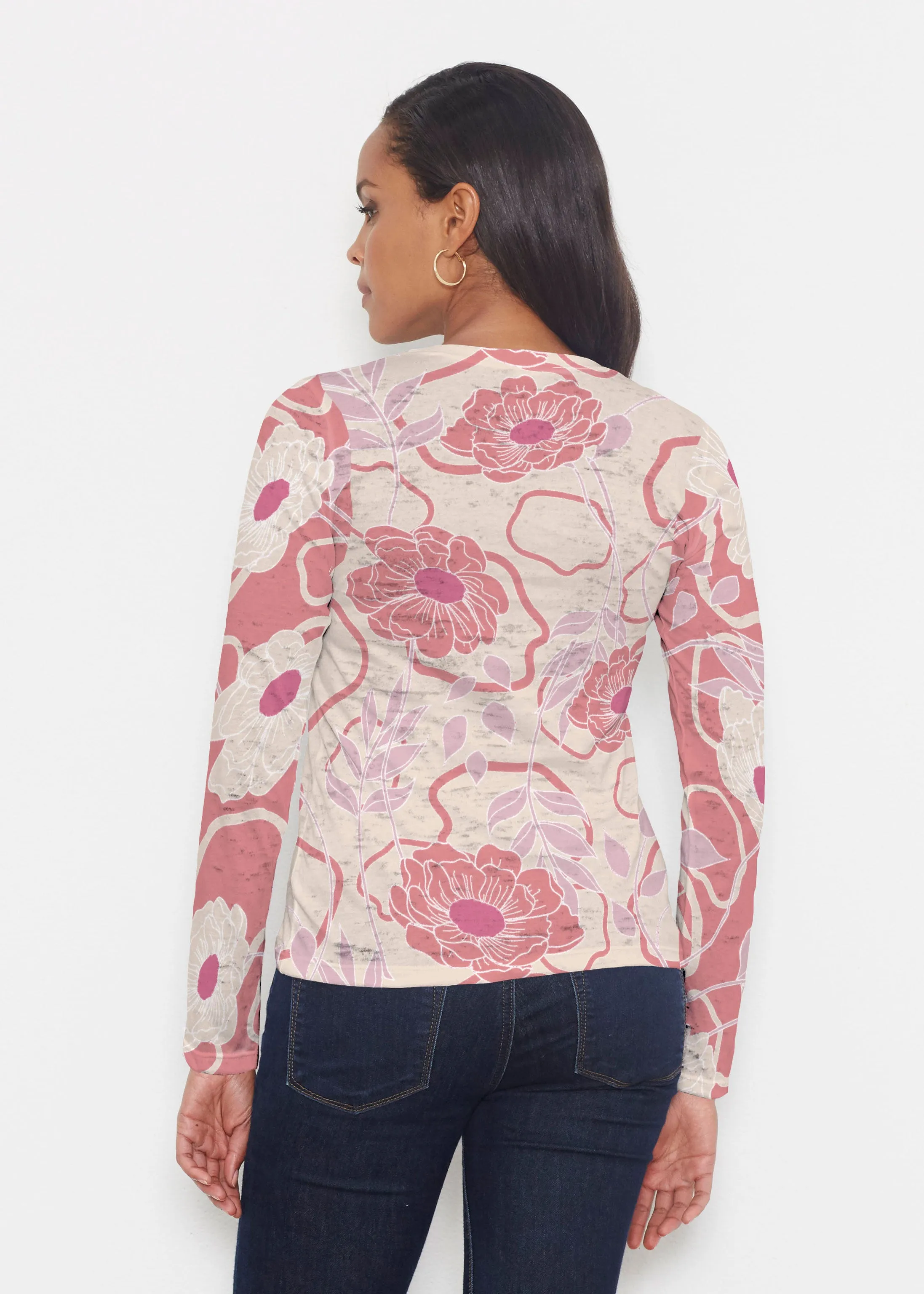 Clarisse Beige/Red (8127) ~ Signature Long Sleeve Crew Shirt