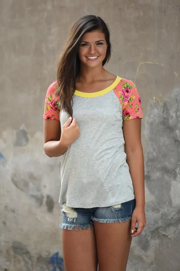 Collar Full of Color Floral Top ~ Yellow