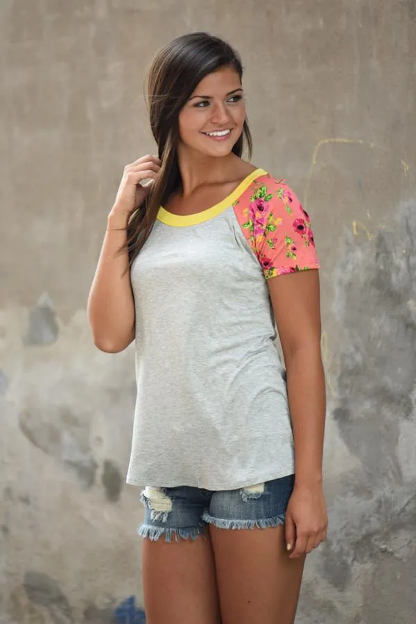 Collar Full of Color Floral Top ~ Yellow