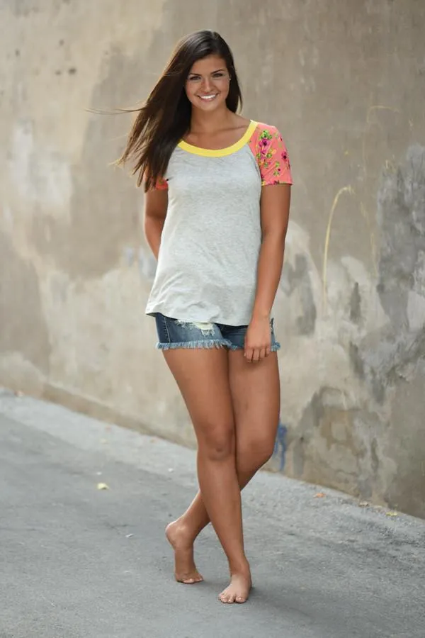 Collar Full of Color Floral Top ~ Yellow