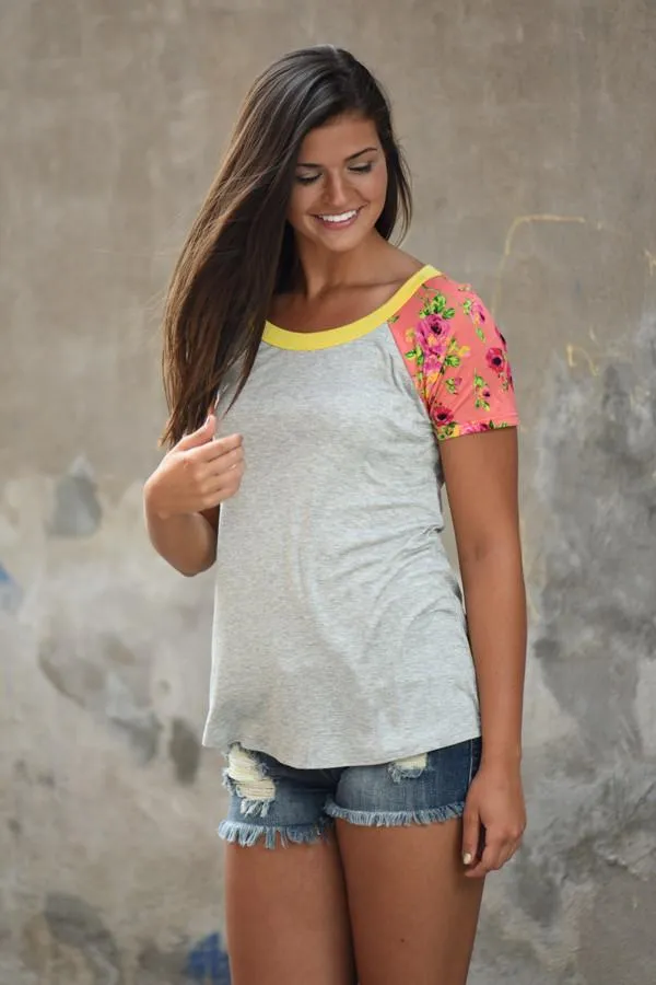 Collar Full of Color Floral Top ~ Yellow