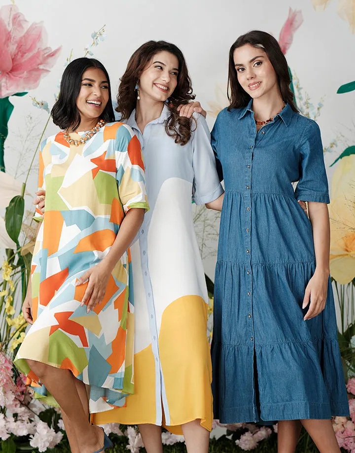 Color Block Shirt Dress