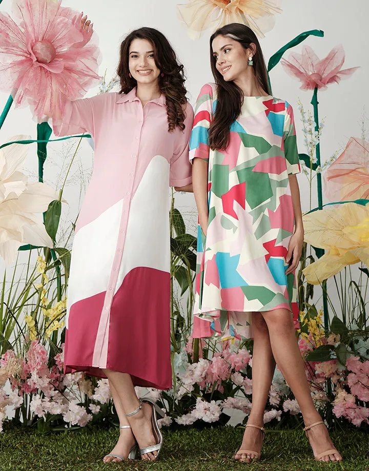 Color Block Shirt Dress