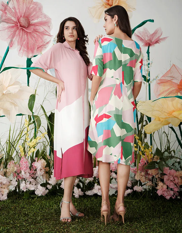 Color Block Shirt Dress