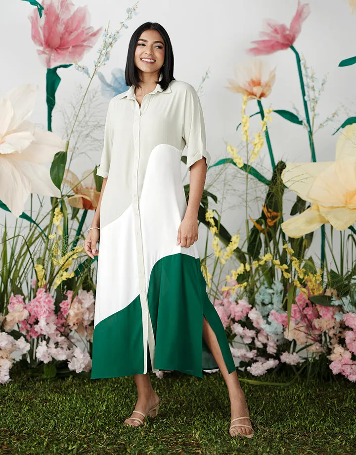 Color Block Shirt Dress