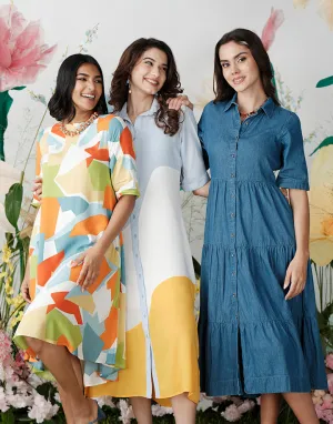 Color Block Shirt Dress