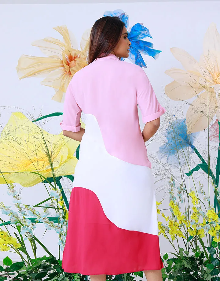 Color Block Shirt Dress