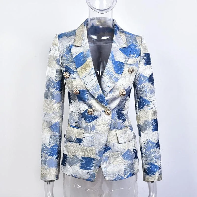 Contrast Color Double Breasted Blazers