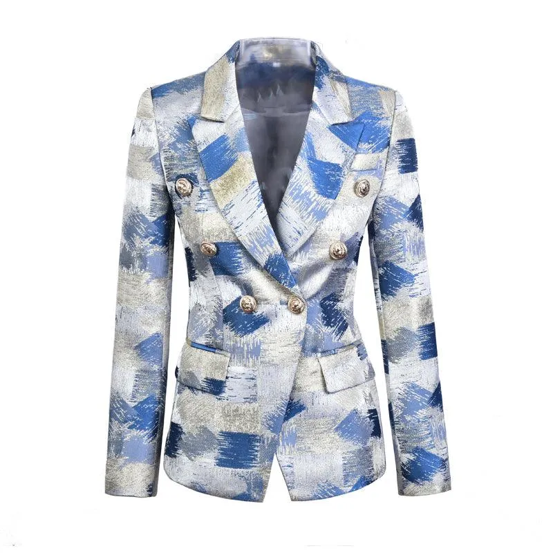 Contrast Color Double Breasted Blazers