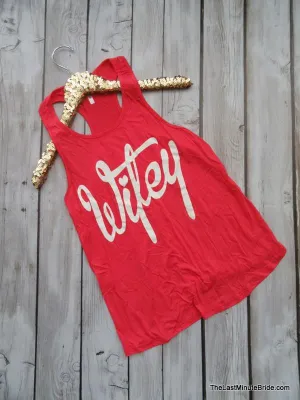 Coral & White Racerback Wifey Tanktop (S - L)