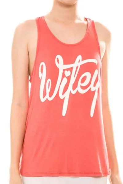 Coral & White Racerback Wifey Tanktop (S - L)