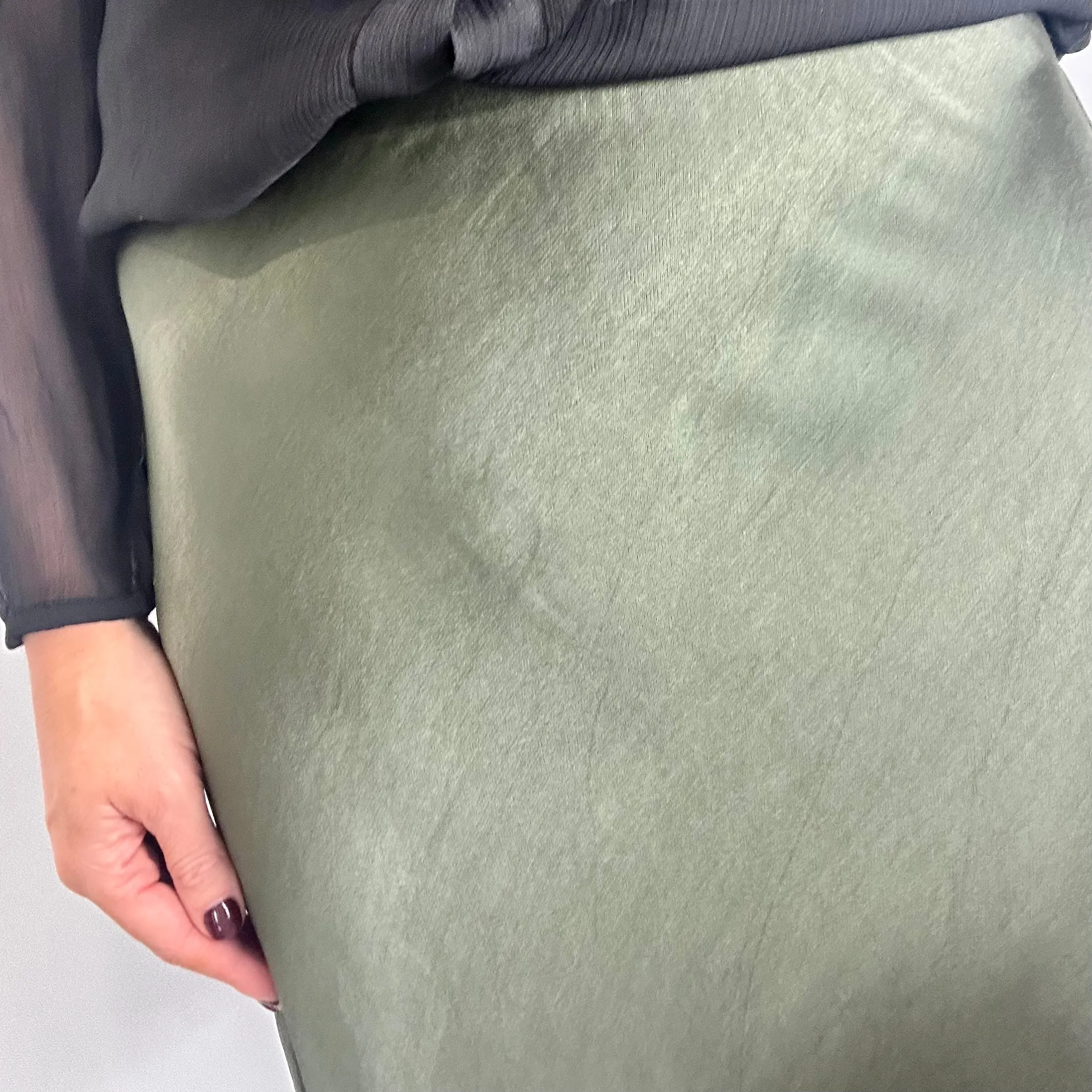 DARK GREEN SATIN SKIRT