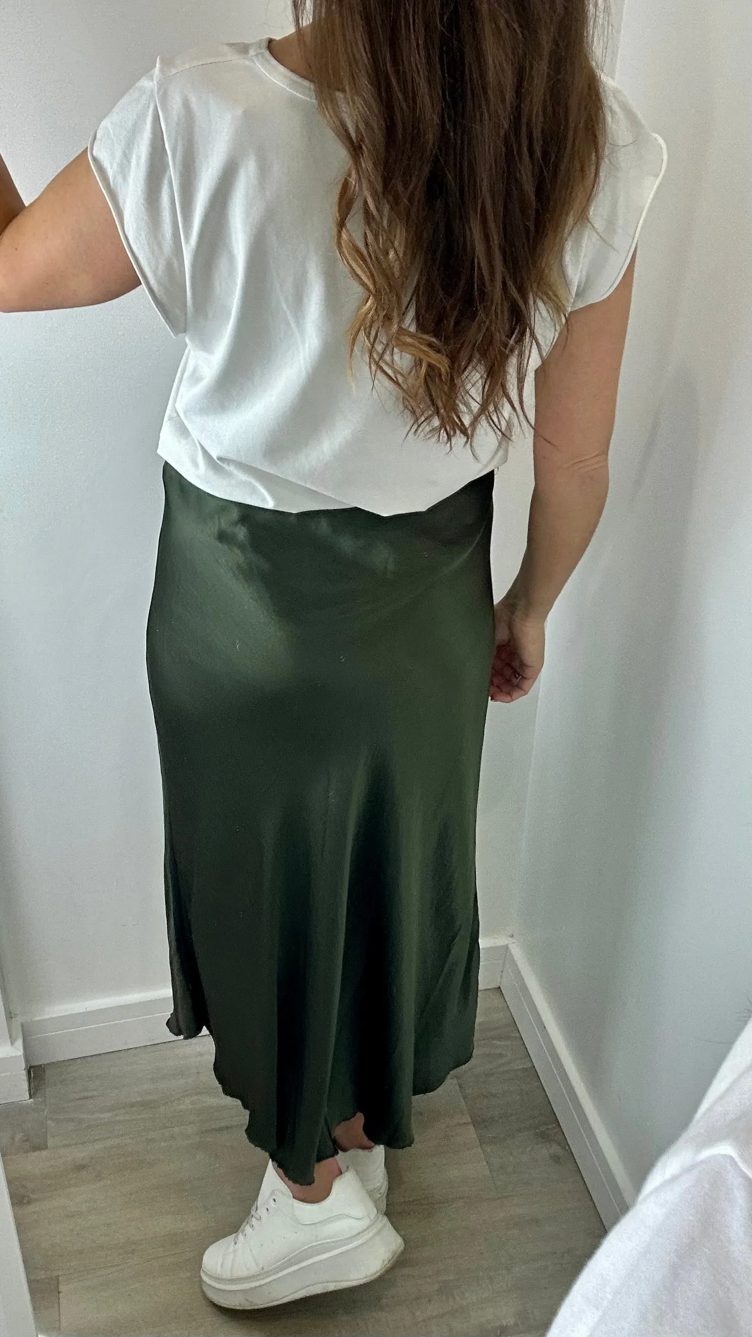 DARK GREEN SATIN SKIRT