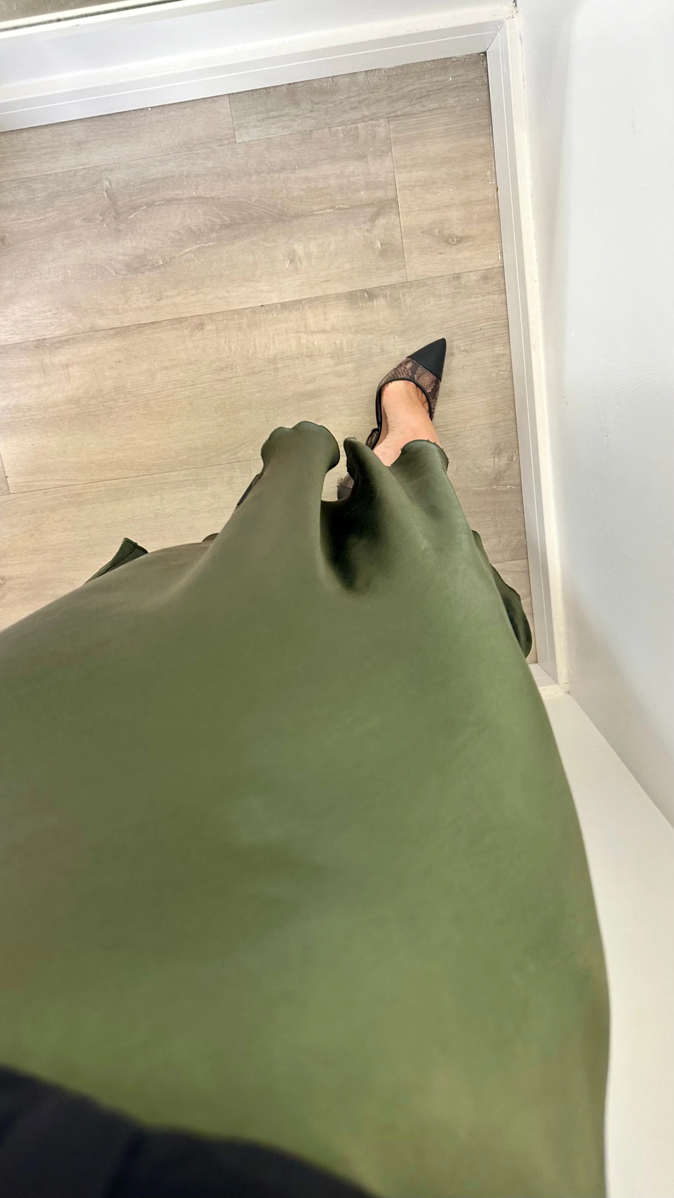 DARK GREEN SATIN SKIRT